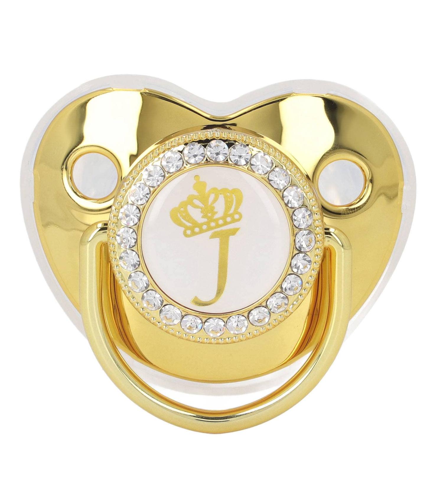 Fashionable Infant Pacifier with Golden Letter J | Perfect for Home & Travel - Buy Online on GoSupps.com