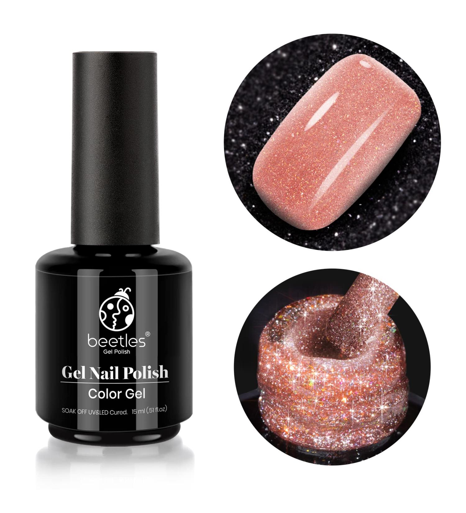 Beetles Pink Lady Glitter Gel Polish 15ml - Soak Off LED Flash Gel for Nail Art Manicure Salon and DIY Home - Rose Glitter Solid Gel 0.5oz - Buy Online on GoSupps.com