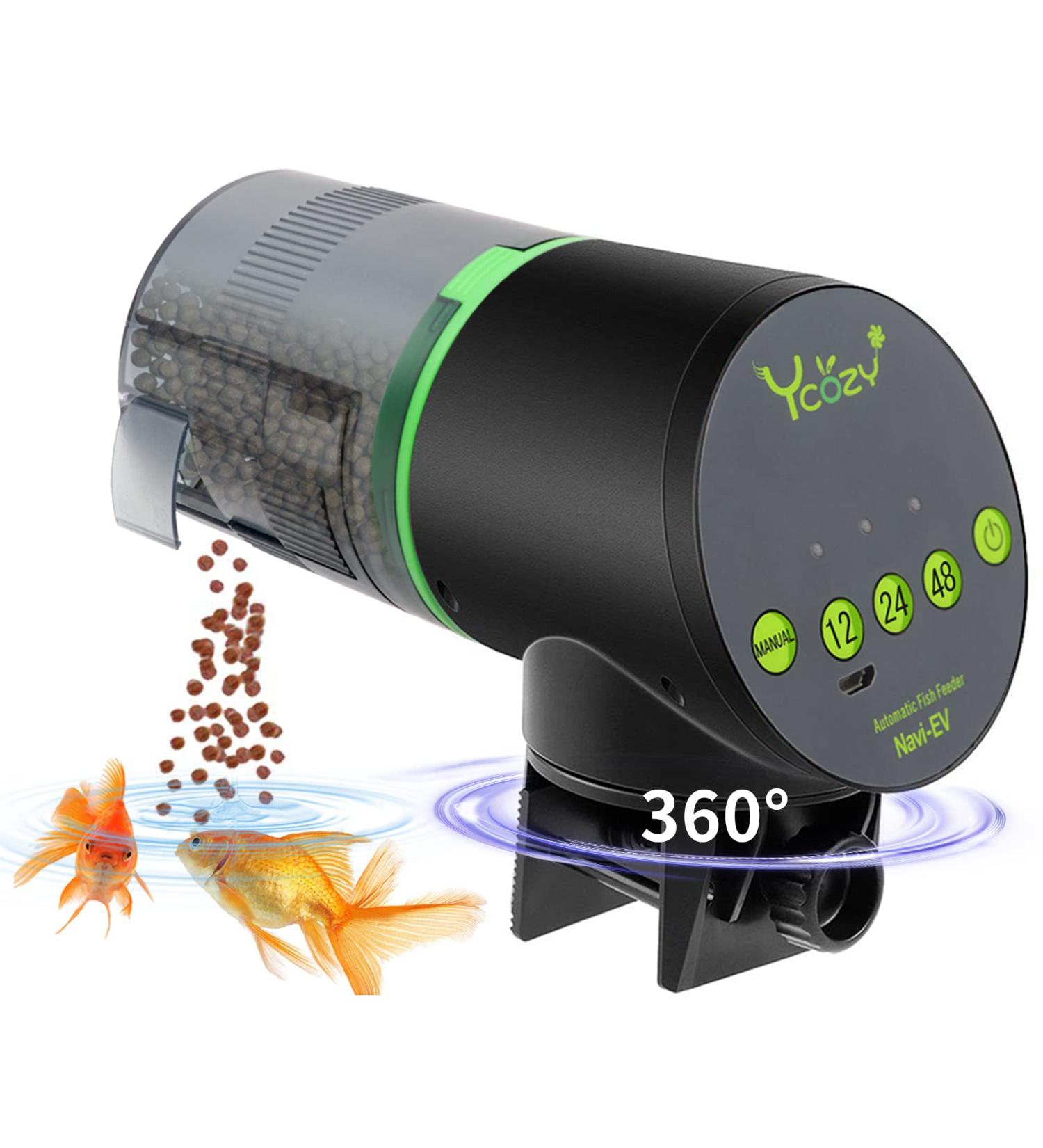 Ycozy Rechargeable Automatic Fish Feeder | Moisture-Proof Electric Dispenser for Aquarium & Tank | Intelligent Timer & USB Cable | Ideal for Fish & Turtles | Navi-EV - Buy Online on GoSupps.com