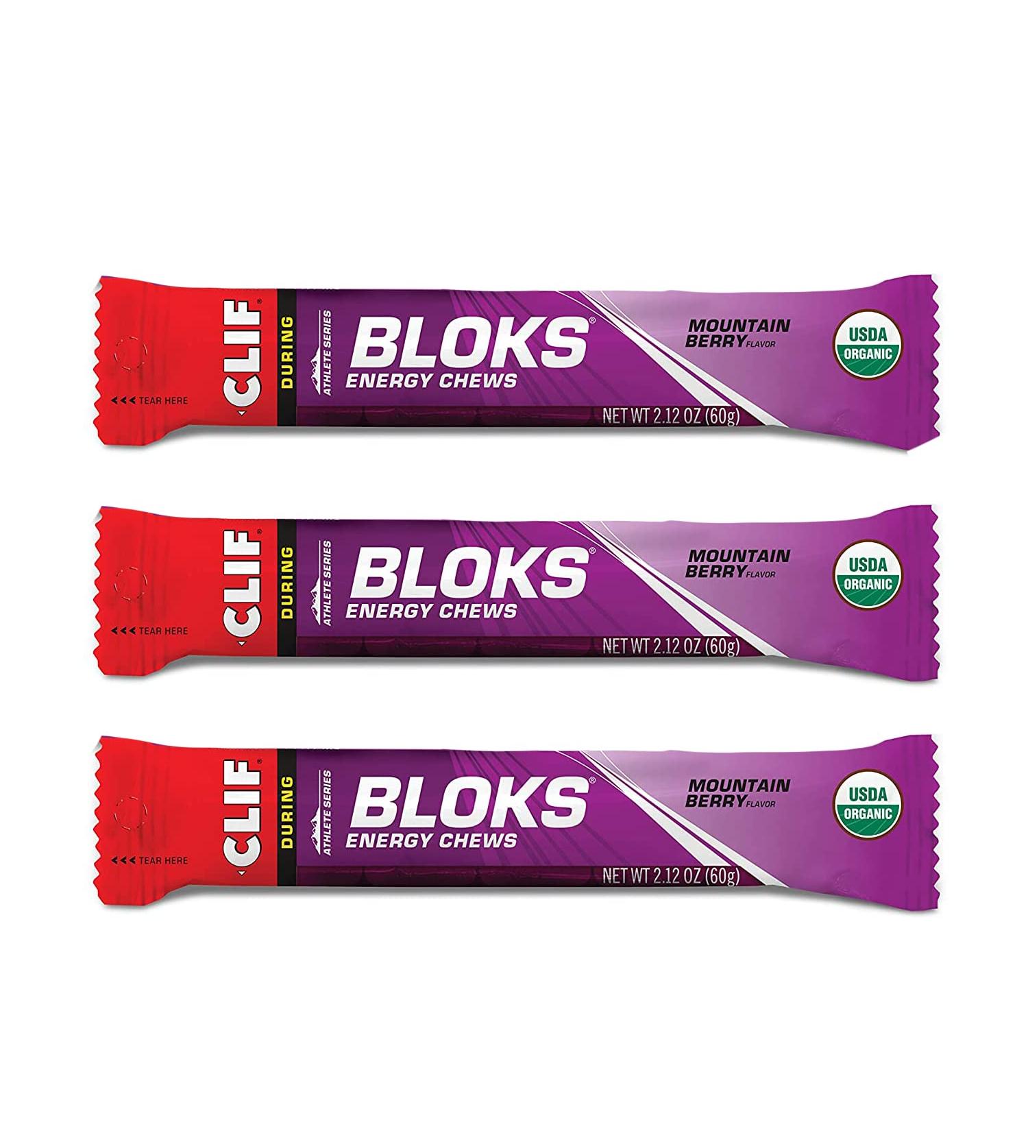 CLIF BLOKS Energy Chews - Mountain Berry - Non-GMO Plant-Based Fast Fuel for Cycling & Running (2.1oz Packet 3 Count - Buy Online on GoSupps.com
