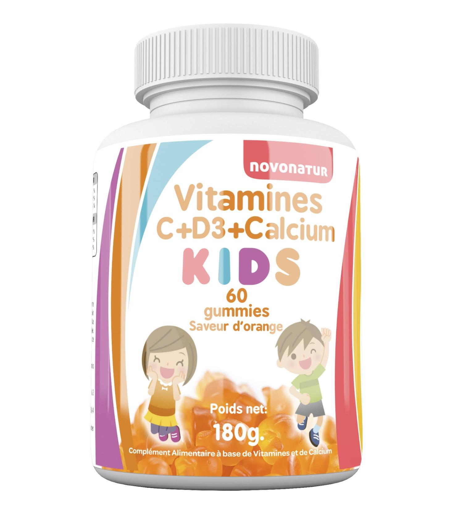 Gummies Vitamins Kids | Vitamin C + D + Calcium | Strengthens Immunity and Growth | Natural Defenses | Peaceful Sleep | Healthy Bone and Teeth | Delicious Orange Taste | Natural Multivitamins - Buy Online on GoSupps.com