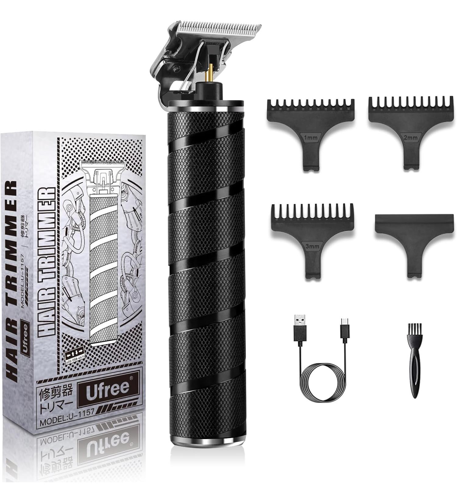 Ufree Hair Trimmer - Cordless Beard Men's Grooming Kit with Guide Combs - Electric T Blade Shaver for Zero Gap Bald Outline Edging (BLACK) - Buy Online on GoSupps.com
