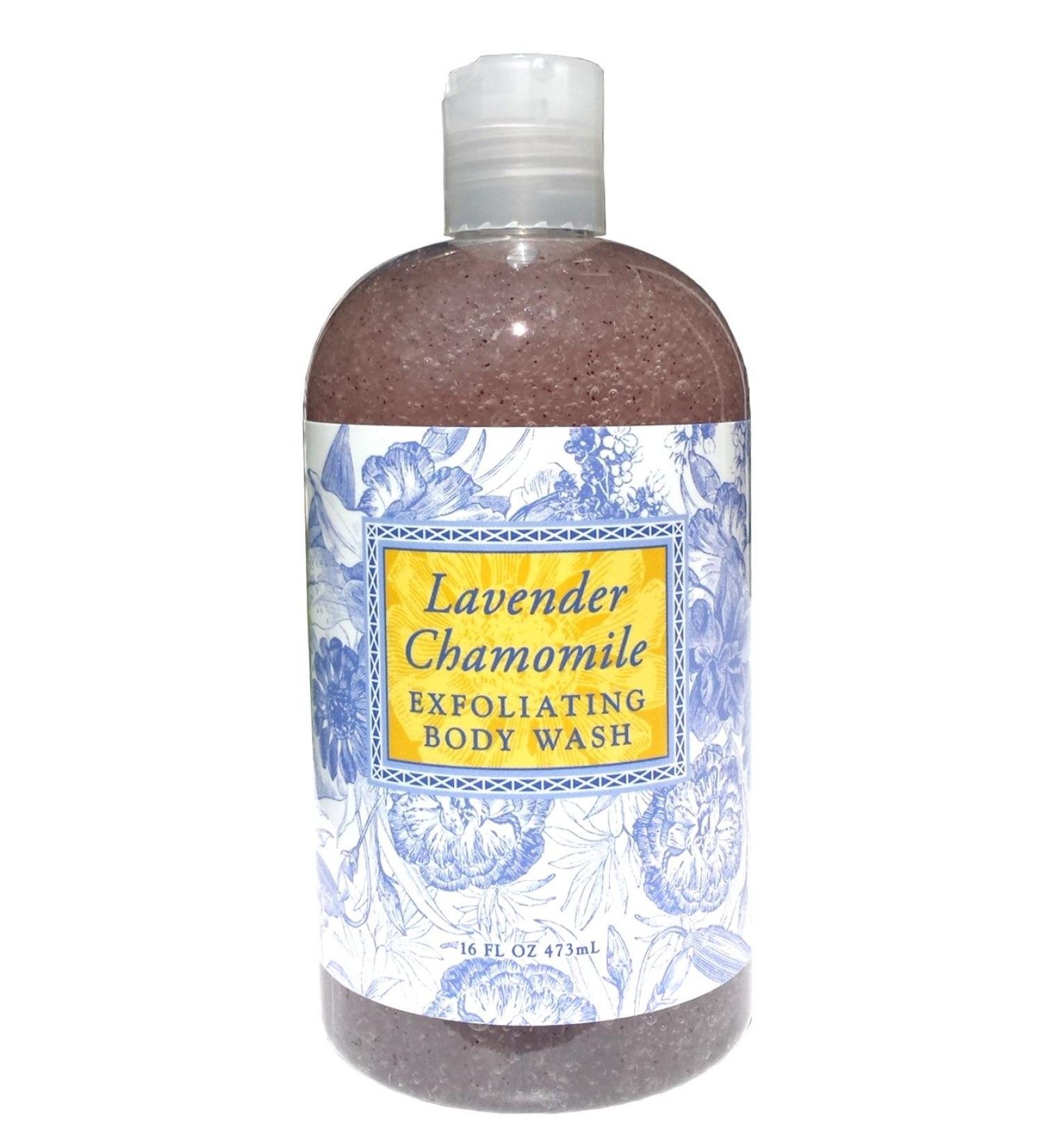 Greenwich Bay LAVENDER CHAMOMILE Exfoliating Body Wash for Men and Women-Gentle Body Scrub Parabens Free -Sulphates Free-Blended with Loofah Apricot Seed-Moisturizing Shea Butter -16 oz.
