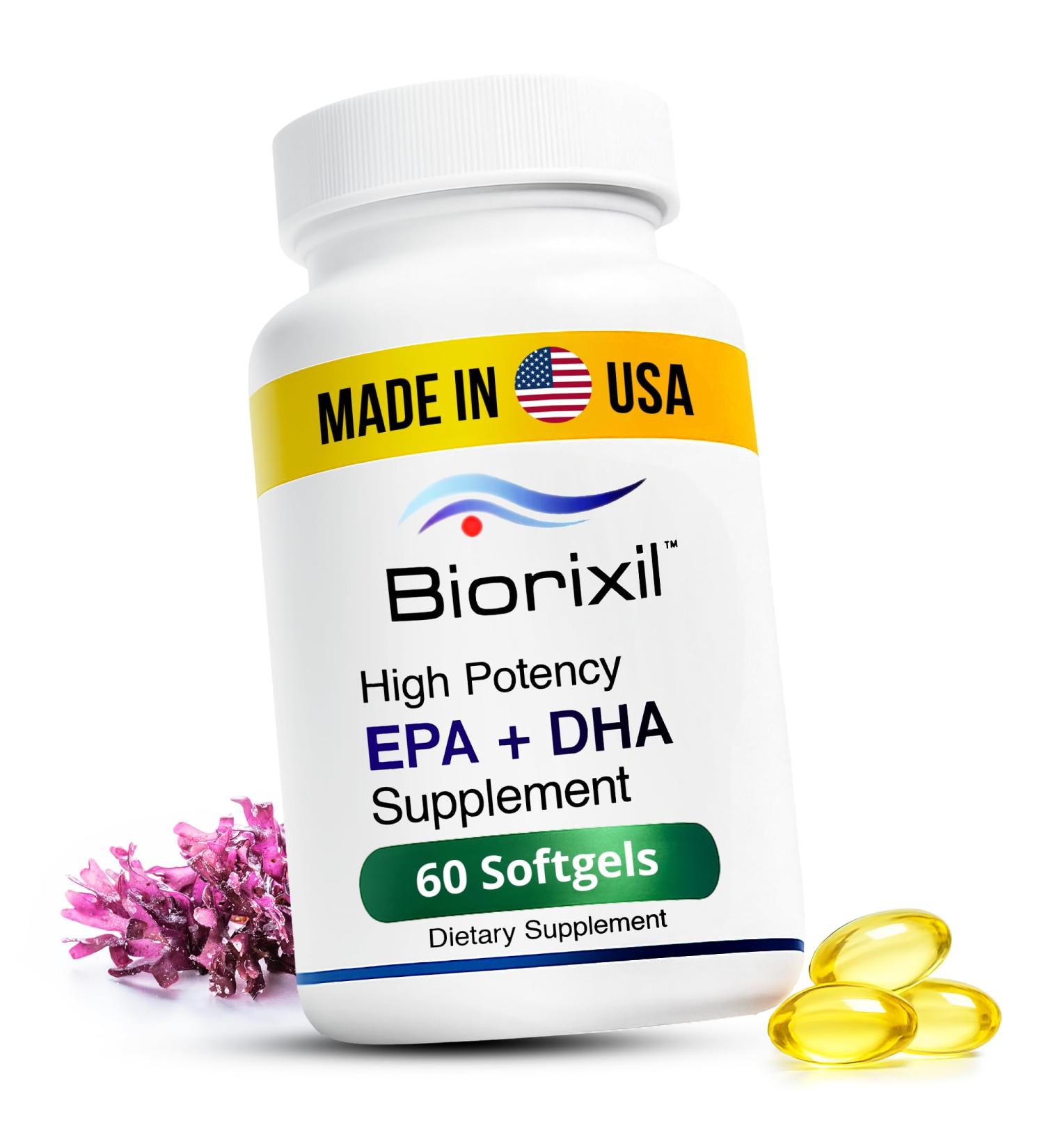 Biorixil Vegan Omega-3 Fish Oil Alternative from Algae Oil - High Potency EPA & DHA Supplement - Easy to Swallow Small Soft Gel Capsules - Buy Online on GoSupps.com