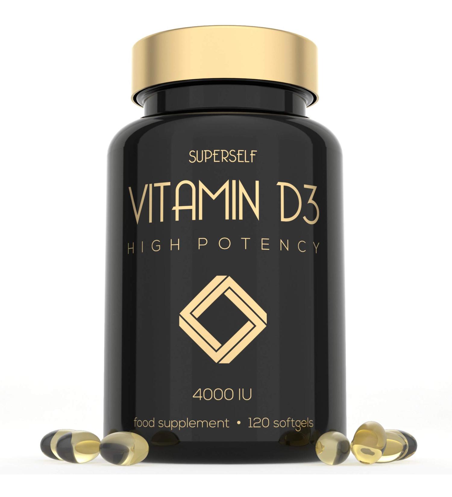 Vitamin D3 4000 IU Softgel Capsules - High Strength Supplement for Strong Bones, Muscles & Immune System - 120 Count - Buy Online on GoSupps.com