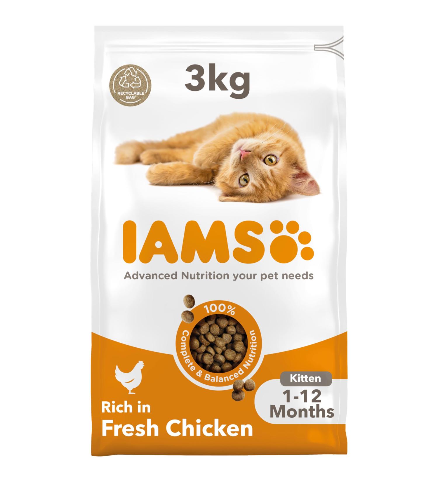 IAMS Kitten Dry Cat Food Chicken 3kg - Buy Online on GoSupps.com