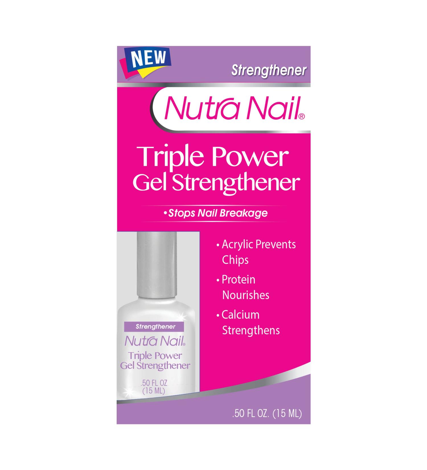 Nutra Nail Triple Power Gel Treatment 3-in-1 0.50 Fl Oz - Protective, Nourishing, Strengthening Lacquer for Weak Nails - Buy Online on GoSupps.com