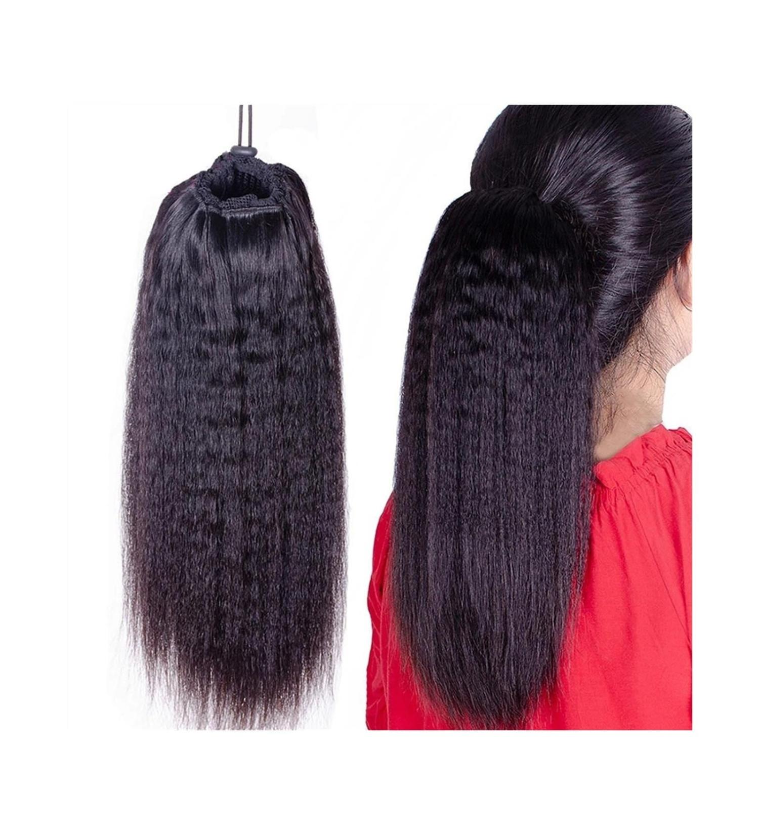 Human Hair Ponytail Hair Piece Ponytail Extensions Real Human Hair Clip in Kinky Straight Ponytail Extensions Drawstring Ponytail Hair Piece Natural Color Remy Hair for Women Ponytail Hairpiece for 22inch 150g Black - Buy Online on GoSupps.com