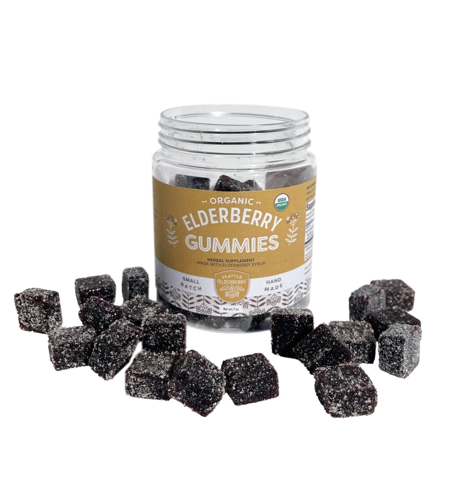 Seattle Elderberry Gummies Delicious Gluten-Free Gelatin-Free Herbal Supplement with Potent Immune Benefits Made from Only Organic Ingredients in Small Batches in The USA - 7oz - Buy Online on GoSupps.com
