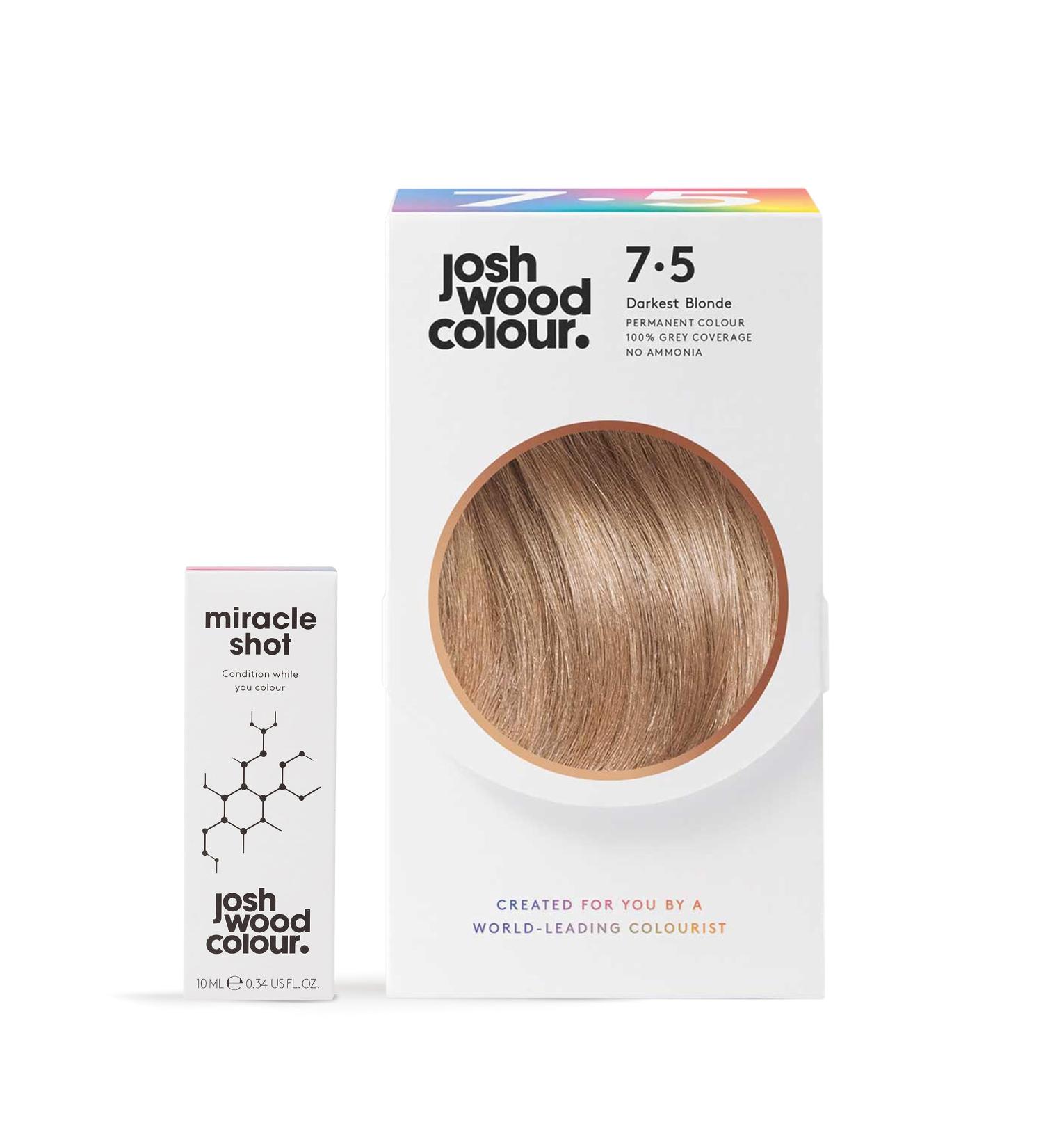 Josh Wood Colour Miracle Kit 7.5 - 62% Less Breakage, 2.7 Times Stronger Hair, 38% Less Colour Fade, Ammonia-Free - 7.5 Darkest Blonde Miracle Shot - Buy Online on GoSupps.com