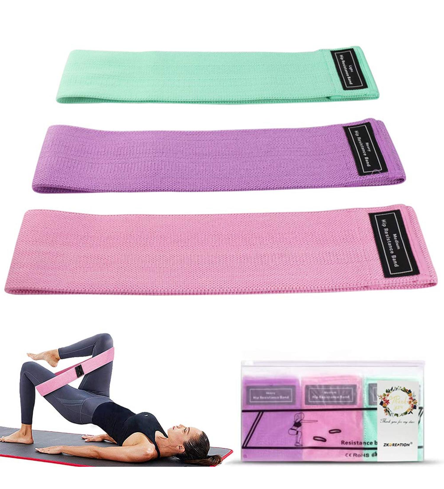 Resistance Bands Exercise Bands Workout Bands for Legs and Butt Home Fitness Strength Training -HIPS Exercises Bands for Men & Women Set of 3 Resistance Levels