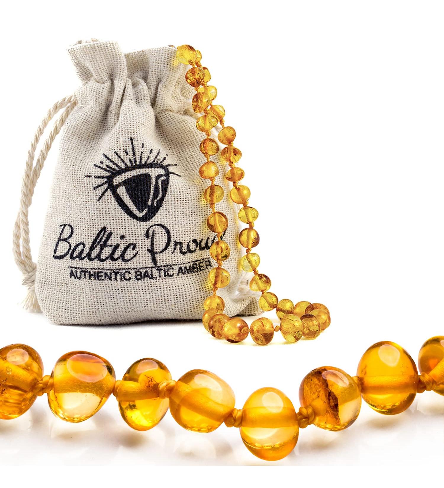 Baltic Proud Adult Amber Necklace - Natural Pain Relief for Migraines, Sinus, Arthritis - Raw Honey Color (18 Inches) - Buy Online on GoSupps.com