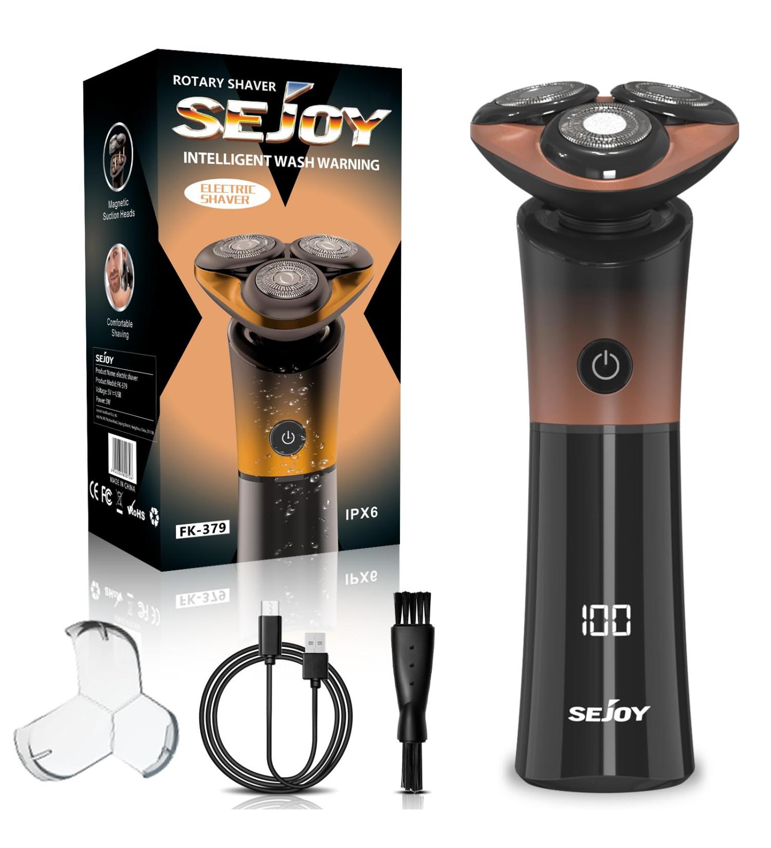 Sejoy Electric Shavers for Men - Rechargeable Self-Sharpening IPX6 Quick Release Blade Long Life Twilight Orange - International Shipping Available - Buy Online on GoSupps.com