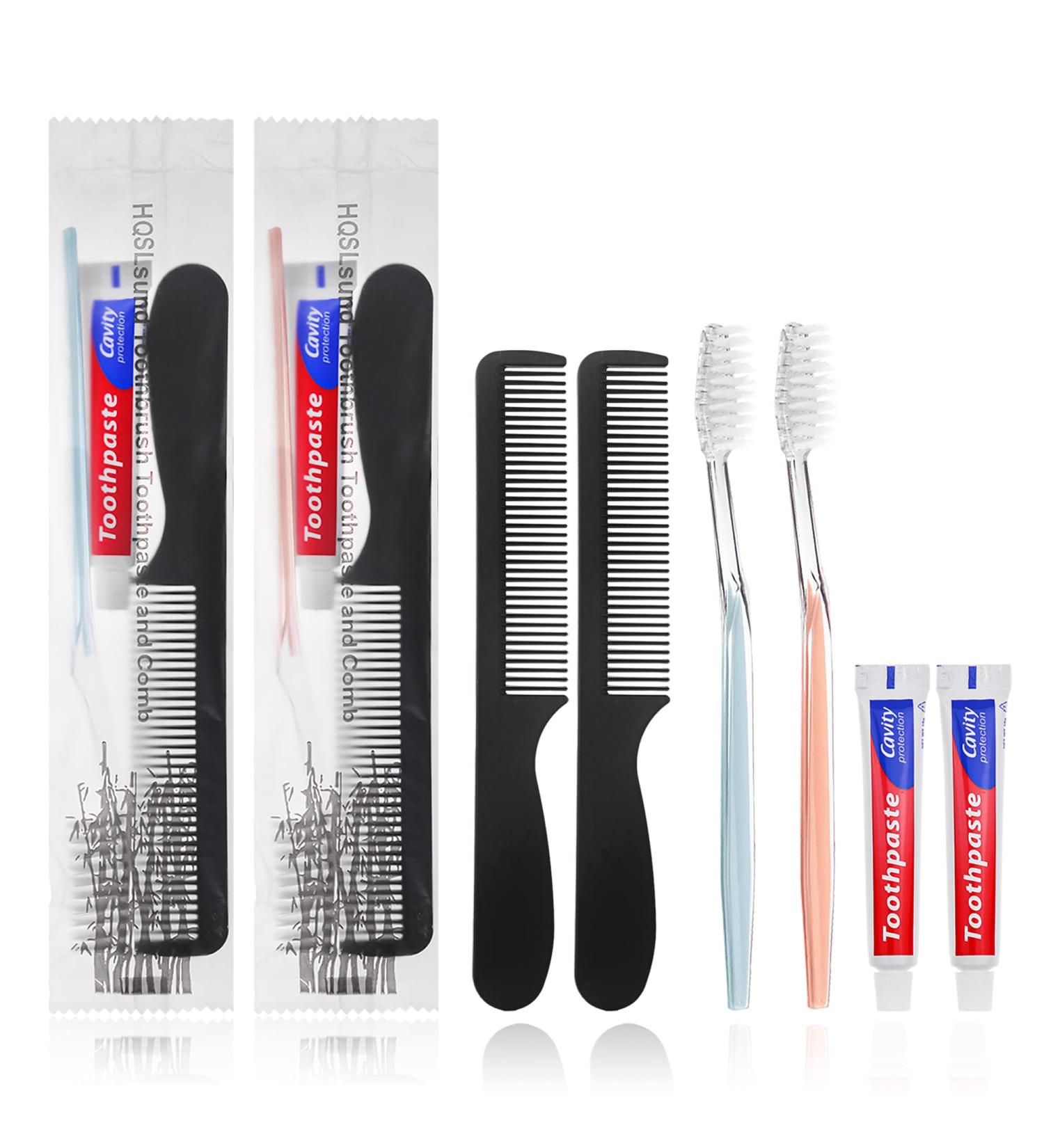 HQSLsund 50 Pack Disposable Toothbrushes with Toothpaste and Comb - Travel Size for Homeless, Individually Wrapped - Hotel, AirBnb, Shelter, Charity - Buy Online on GoSupps.com