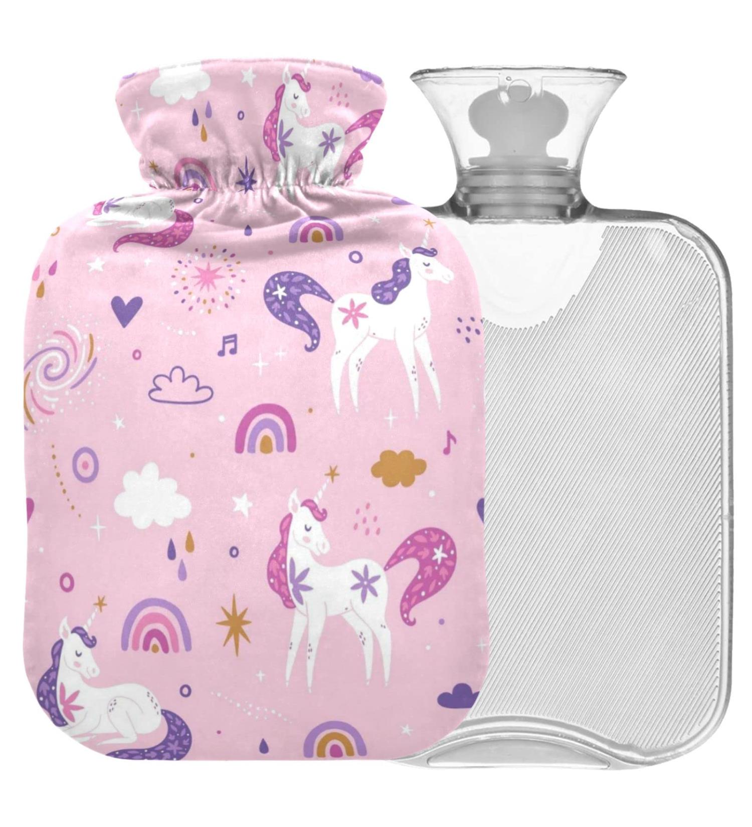 Naanle Pink Unicorn Hot Water Bottle | 1L Heat Therapy for Pain Relief | Ideal for Bed Hand & Foot Comfort | Transparent Bag Included - Buy Online on GoSupps.com