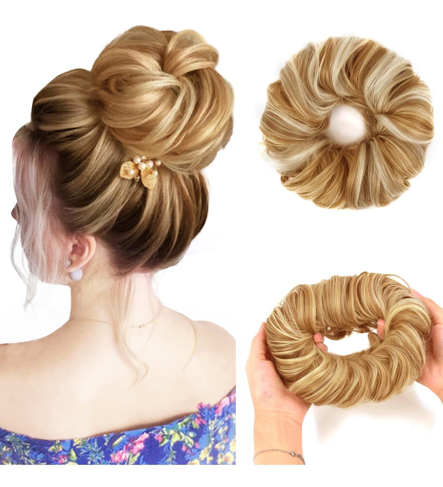 Vlasy Messy Bun Hair Piece Curly Wavy Scrunchies Extension Updo Synthetic Chignon F27/613# 60g - Buy Online on GoSupps.com