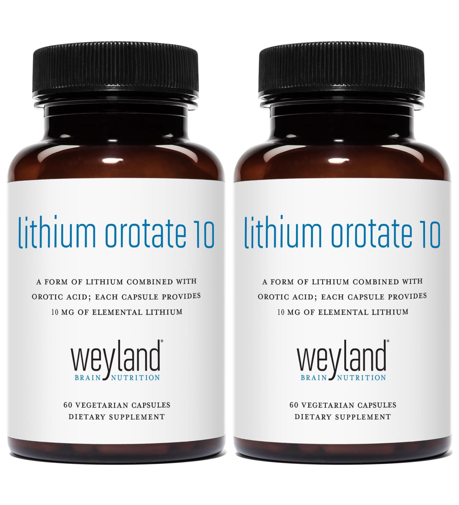 Lithium Orotate - 10mg of Elemental Lithium 60 Vegetarian Capsules (Pack of 2) - Buy Online on GoSupps.com
