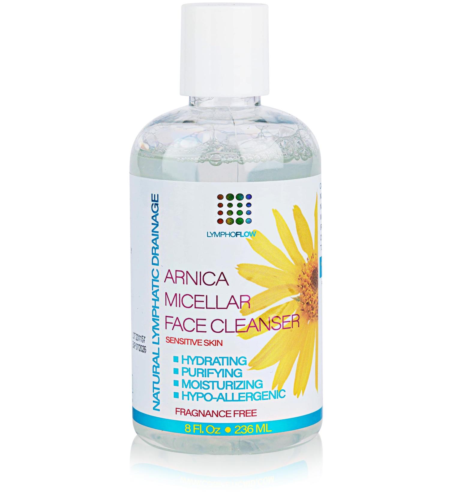 Arnica Montana Micellar Cleansing Water - Gentle Facial Cleanser & Makeup Remover for All Skin Types | Daily Care Reduces Puffiness 8 Fl Oz - Buy Online on GoSupps.com