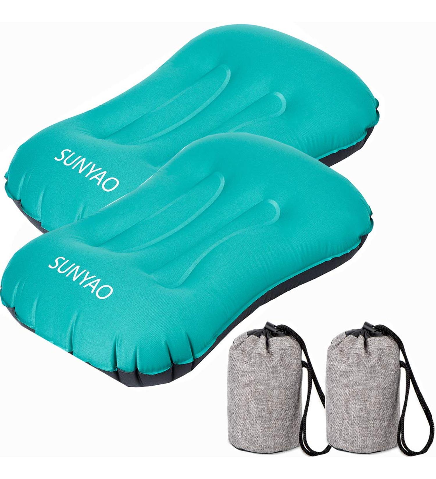SUNYAO Ultralight Inflatable Camping Pillows - 2 Pack, Compact & Comfortable Neck/Lumbar Support for Camping, Backpacking & Hiking - Peacock Blue - Buy Online on GoSupps.com