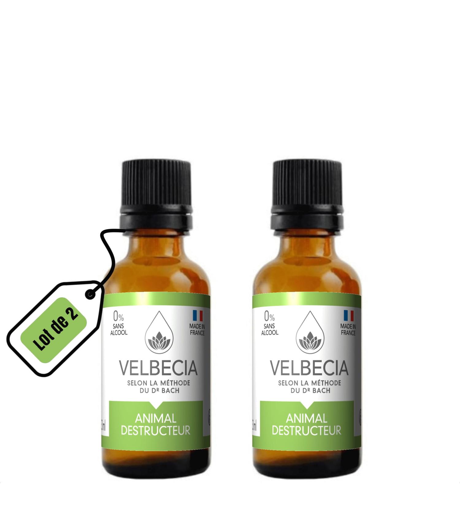 Velbecia - Dr Bach Flowers Destructive Animal 30ml +1 FREE - ALCOHOL FREE - So that your animal keeps its cool especially when left alone - Buy Online on GoSupps.com