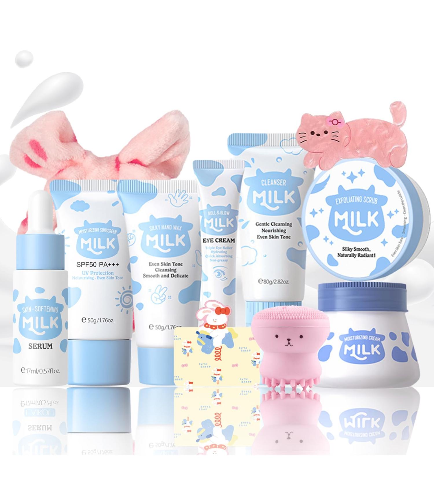 11 In 1 Milk Skincare Set for Women & Teens Travel Skincare Set Skincare Kits Milk Girls Gifts Skin Care for Teens 10-12 Deep Moisturizing & Gentle Milk Teen Skin Care Kit for Women Girls - Buy Online on GoSupps.com