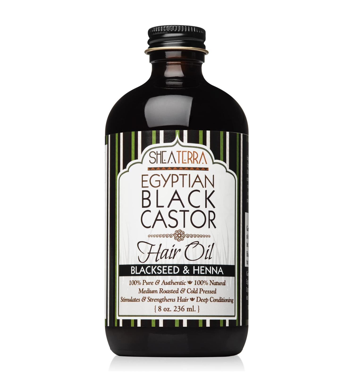 Shea Terra Organics Egyptian Black Castor Oil with Blackseed and Henna | 100% Pure, Extra Virgin Hair Oil for Healthy Growth and Scalp Care - 8 oz - Buy Online on GoSupps.com