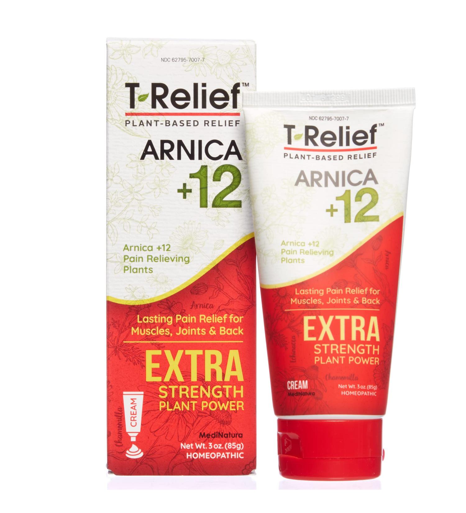 MediNatura T-Relief Extra Strength Pain Relief Cream - 3oz with Arnica & 12 Natural Pain Relievers - Buy Online on GoSupps.com