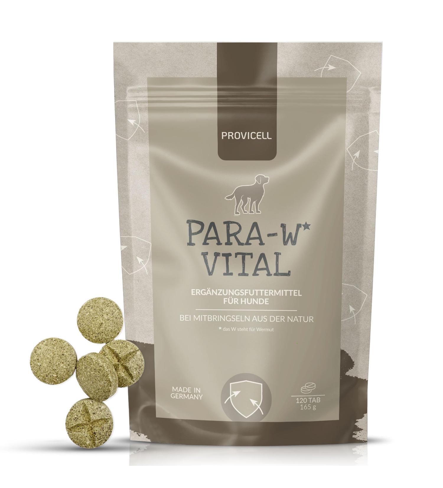 Provicell Para-W-Vital | Natural Worm Cure & Deworming Agent for Dogs | Veterinarian Developed in Germany | 120 Tablets for Effective Support - Buy Online on GoSupps.com