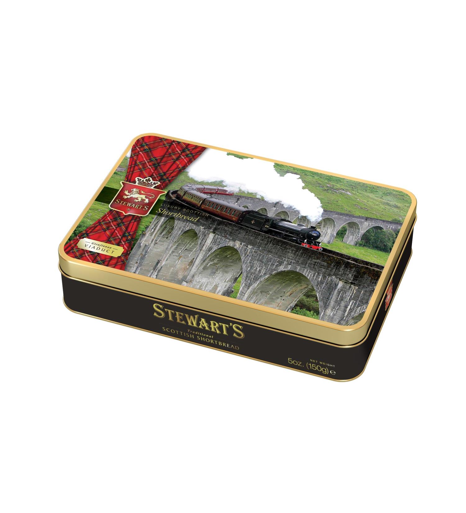 Stewart's - Glenfinnan Viaduct Shortbread Gifting Tin (150g) - Traditionally Made Luxury Scottish Shortbread Delicious Melt-In-Mouth Biscuits Ideal Collectable Treat to Share 40 Years Heritage 1 x 150g The Glenfinnan Viaduct Tin - Shortbread - Buy Online on GoSupps.com