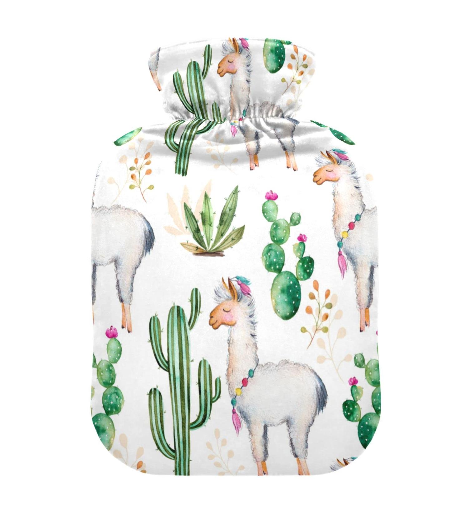 Watercolor Heat Bottle - Cactus Llama & Alpaca Design | 2L Heat Pillow for Pain Relief & Pregnancy Warmth - Buy Online on GoSupps.com