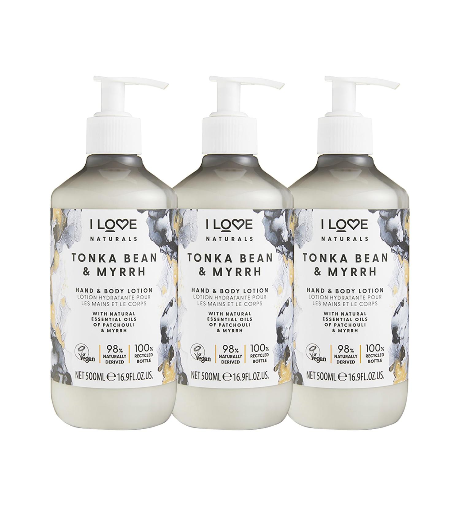 I LOVE Naturals Tonka Bean and Myrrh Hand and Body Lotion - Moisturizing Body and Hand Cream for Dry Skin - Coconut Oil and Shea Butter - 3 pc - Buy Online on GoSupps.com