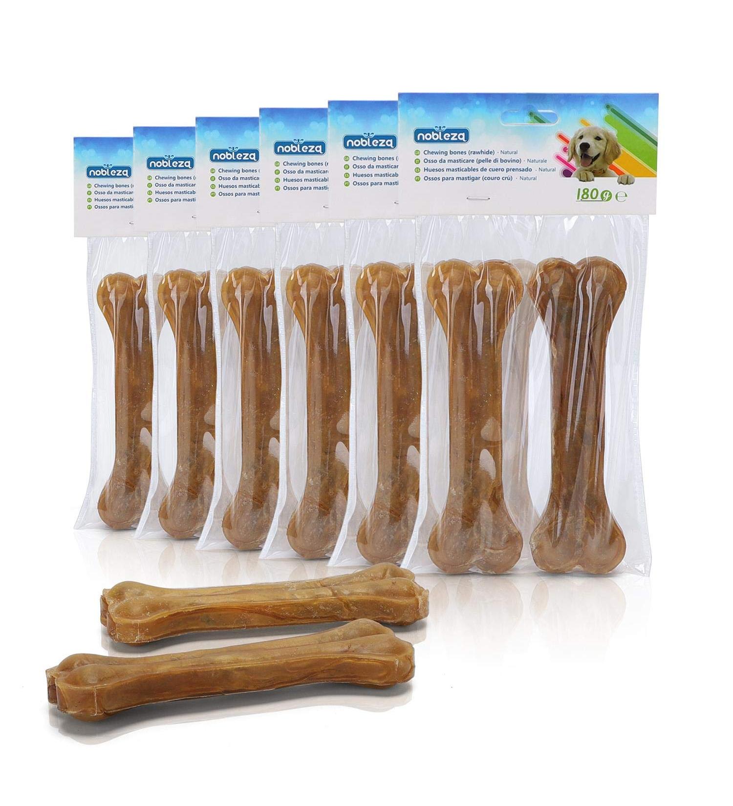 Nobleza Rawhide Dog Chews - Medium 15cm 12 Pack | Natural Pressed Bones for Puppies | Teeth Reinforcement & Chewing Delight - Buy Online on GoSupps.com