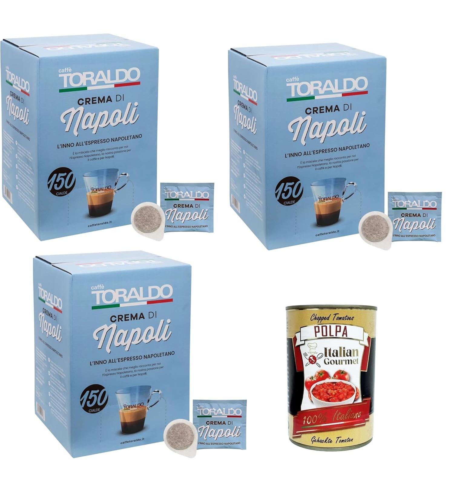 Italian Gourmet Caf Toraldo Crema di Napoli 450 Dosettes ESE (3 x 150) Caf Italien Espresso Napolitain Dosettes Papier ESE 44 mm Cr me Dense Go t Intense Caf Expresso + Italian Gourmet Polpa - Buy Online on GoSupps.com