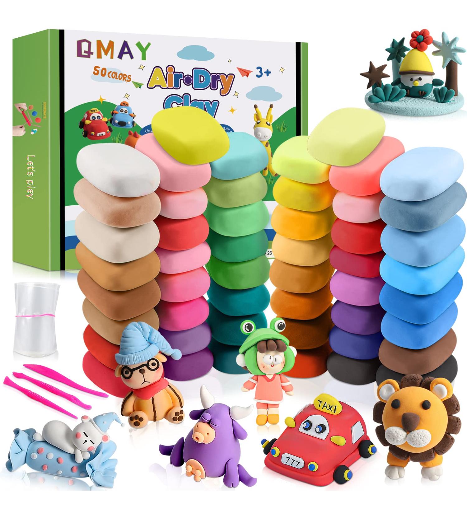 QMay Air Dry Clay Modeling Kit with 50 Colors - Sculpting Tools Included - 1.65lbs Green Box - Ideal Gift for Kids - Buy Online on GoSupps.com