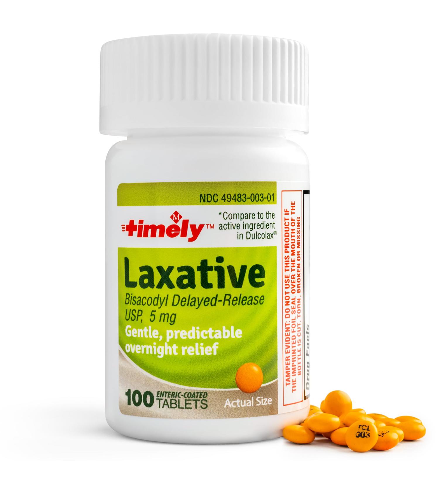 Timely Bisacodyl 5mg - 100 Tablets | Gentle Laxative for Constipation Relief | Compare to Dulcolax | Fast International Shipping - Buy Online on GoSupps.com