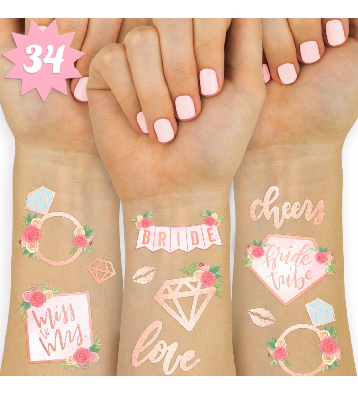 XO Fetti Bride Tribe Tattoos - 34 Glitter Styles | Bachelorette Party & Bridal Shower Decorations - Buy Online on GoSupps.com