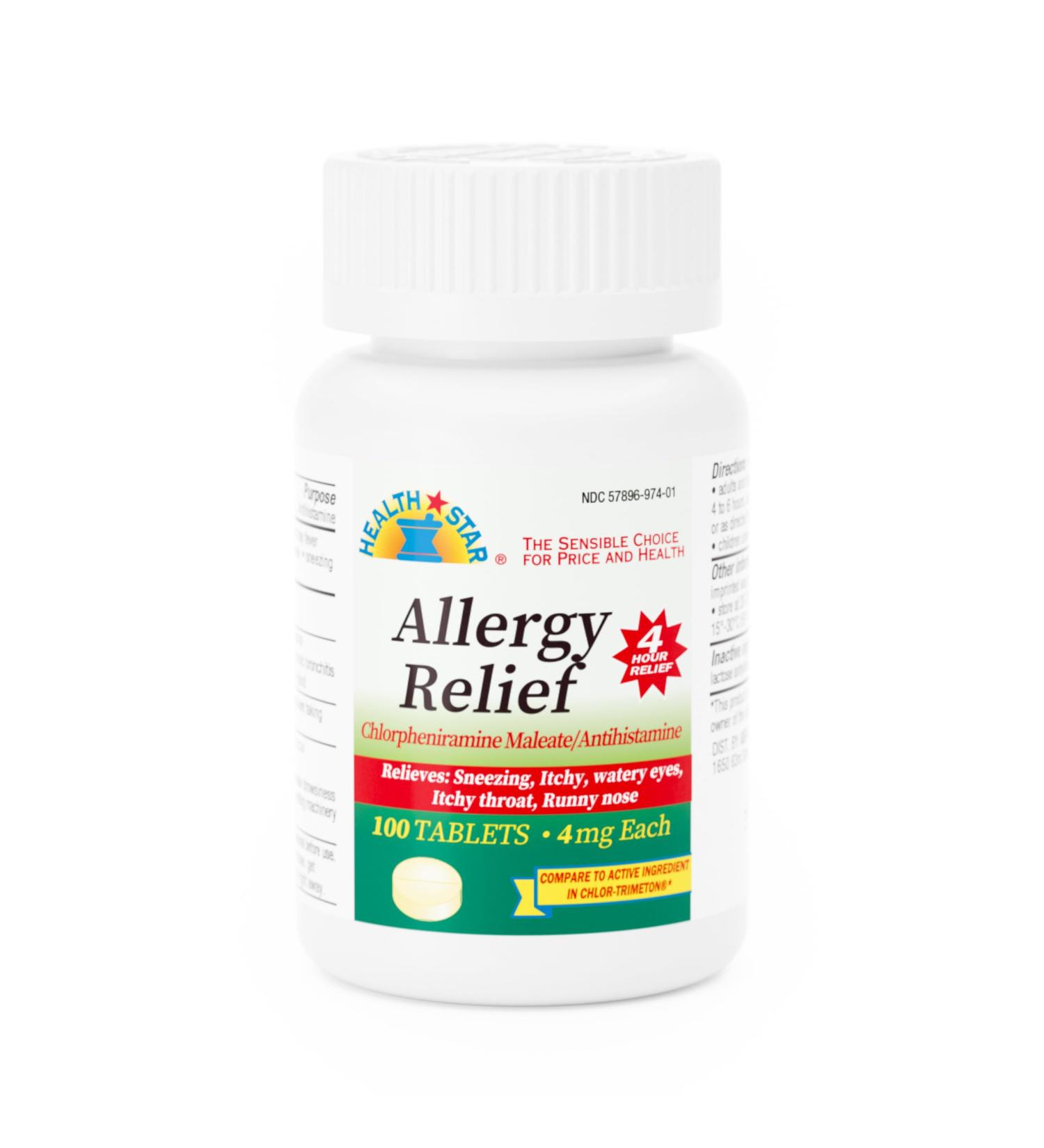 GeriCare Allergy Relief Chlorpheniramine Maleate 4 mg - Antihistamine Tablets (100 Count) - Fast & Effective Allergy Relief - International Shipping Available - Buy Online on GoSupps.com