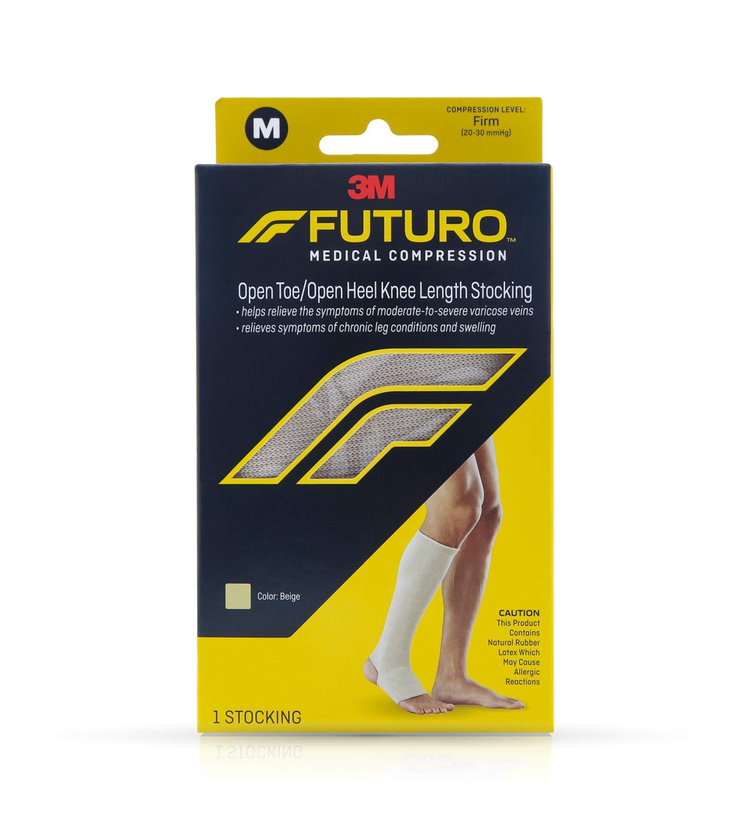 FUTURO Therapeutic Knee Length Stocking Open Toe/Heel Firm Medium Beige 1 Each ( pack of 2) Medium (Pack of 2)