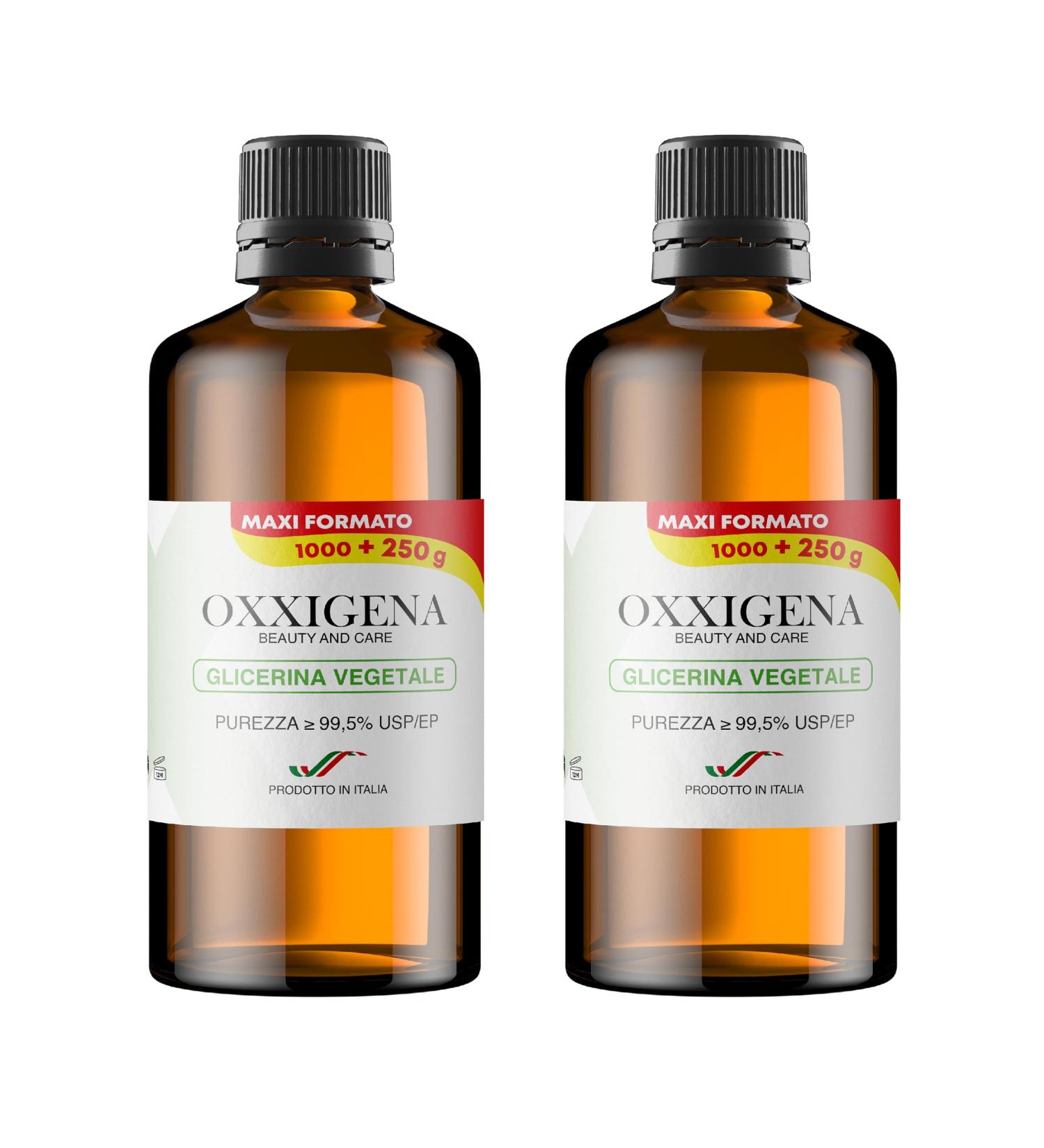 Oxxigena - Pure Liquid Vegetable Glycerine 99.5% (Glycerol) 2 x 1 L Bottle (2.5 L) Full VG Neutral Base Ideal for Moisturizing Skin Hair and Liquids Tasteless and Odourless - Buy Online on GoSupps.com