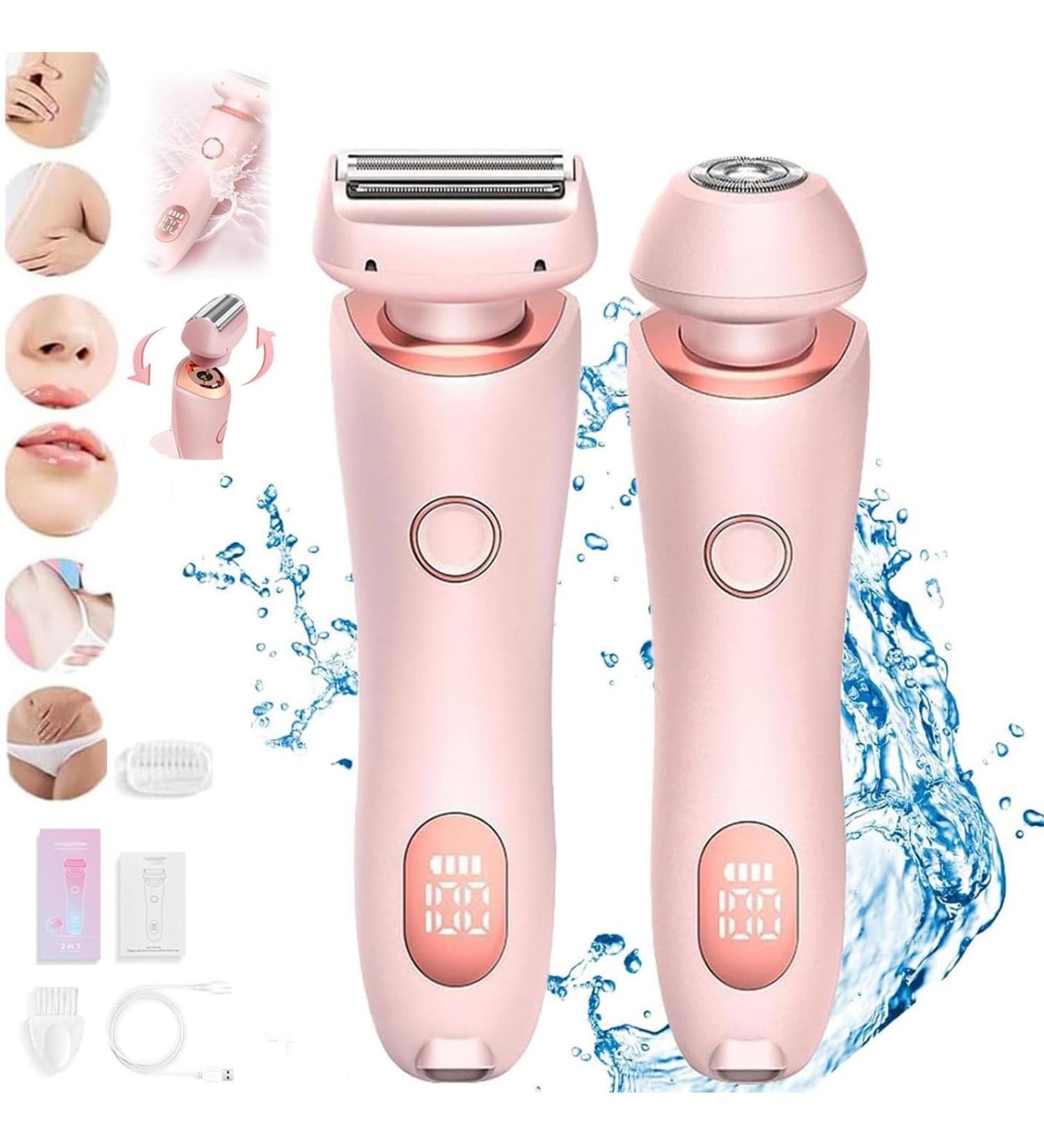 Dusk Official Razor Dusk Razor for Women Silk Glide Pro Shaver Waterproof 2 in 1 Electric Shaver Razors for Women Wet & Dry for Leg Arm Underarm Pubic Area Removable Head (Pink) - Buy Online on GoSupps.com