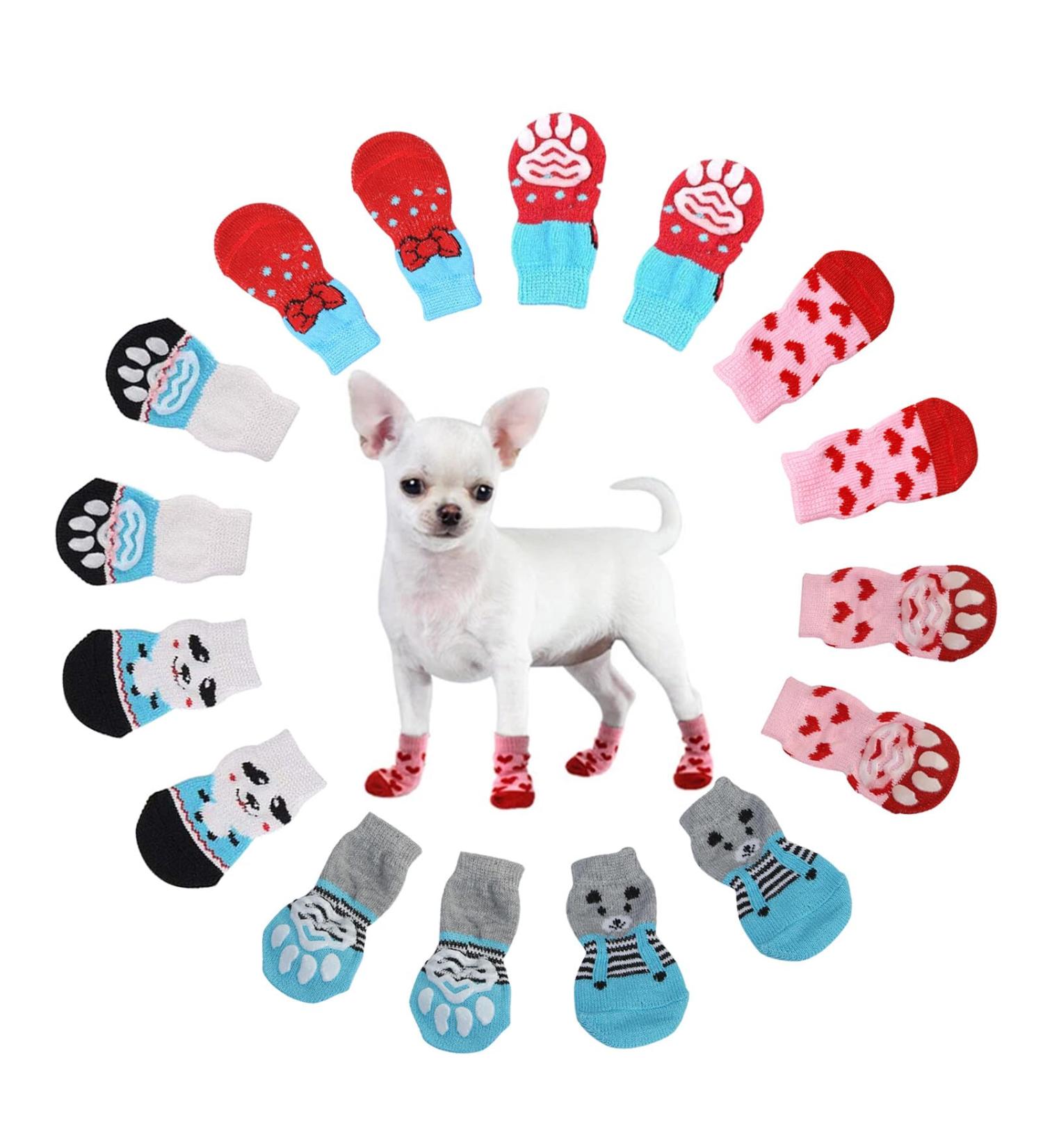 Heiqlay Anti-Slip Socks for Dogs & Cats | Paw Protection with Silicone Gel | 4-Piece Set for Indoor Traction - Buy Online on GoSupps.com