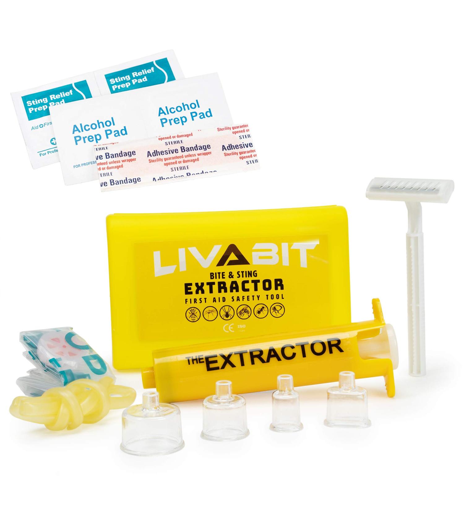 LIVABIT Venom Extractor Suction Pump Kit | Snake Bite & Bee Sting Emergency First Aid for Hiking, Camping, Backpacking | Insect Sting & Rattlesnake Bite Treatment + Bonus CPR Shield 17 Piece Set - Buy Online on GoSupps.com