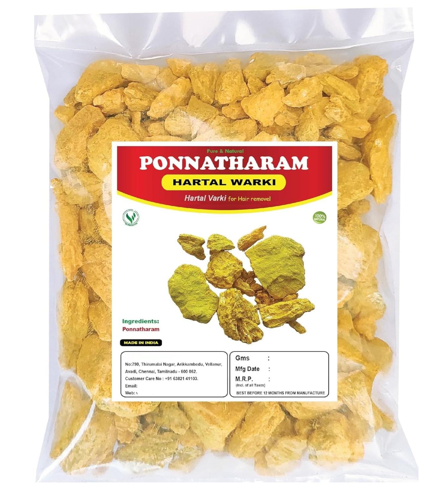 YAAJ Ponnatharam Lot of 2 x 20 g Hartal Warki | Hartal Varki | Hartal PILI for hair removal.