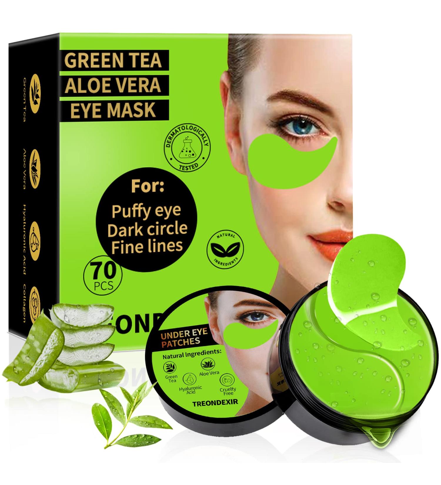 Under Eye Patches 70PCS with Collagen, Green Tea, Aloe Vera - Dark Circles & Puffiness Treatment for Women & Men - Buy Online on GoSupps.com