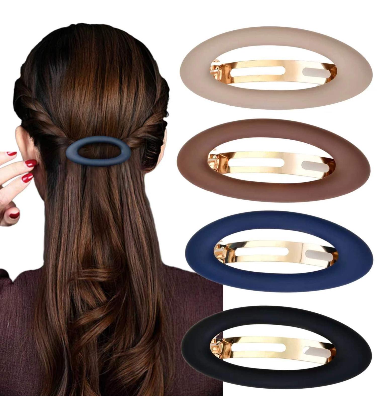 YPKIA 4-Piece Ellipse Hair Clips Set for Women & Girls - Classic Matte Automatic French Hair Accessories for Thin Hair - Buy Online on GoSupps.com