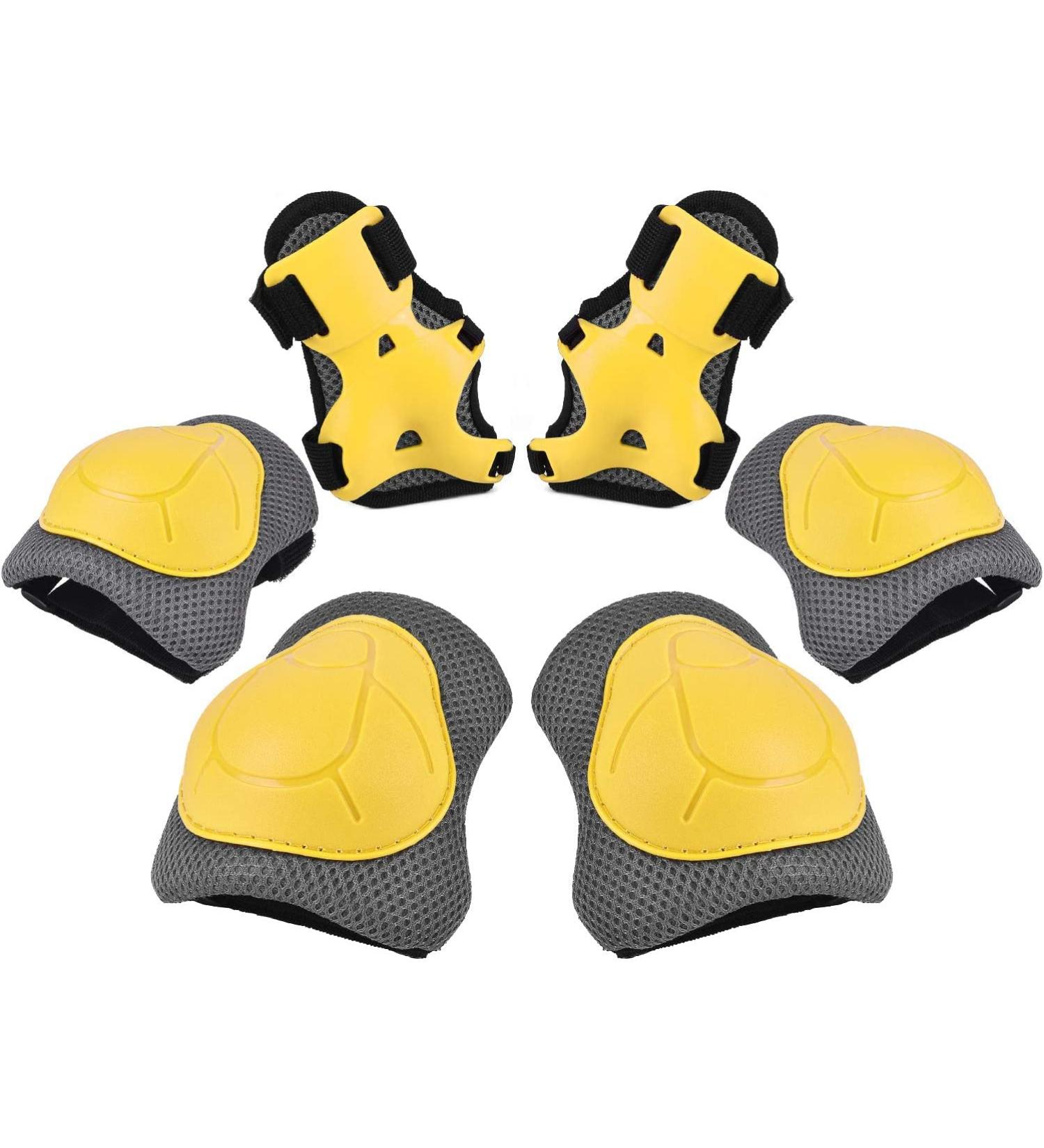Kids/Youth Roller Skates Protective Gear Set - Yellow/Grey - Medium Size - Buy Online on GoSupps.com