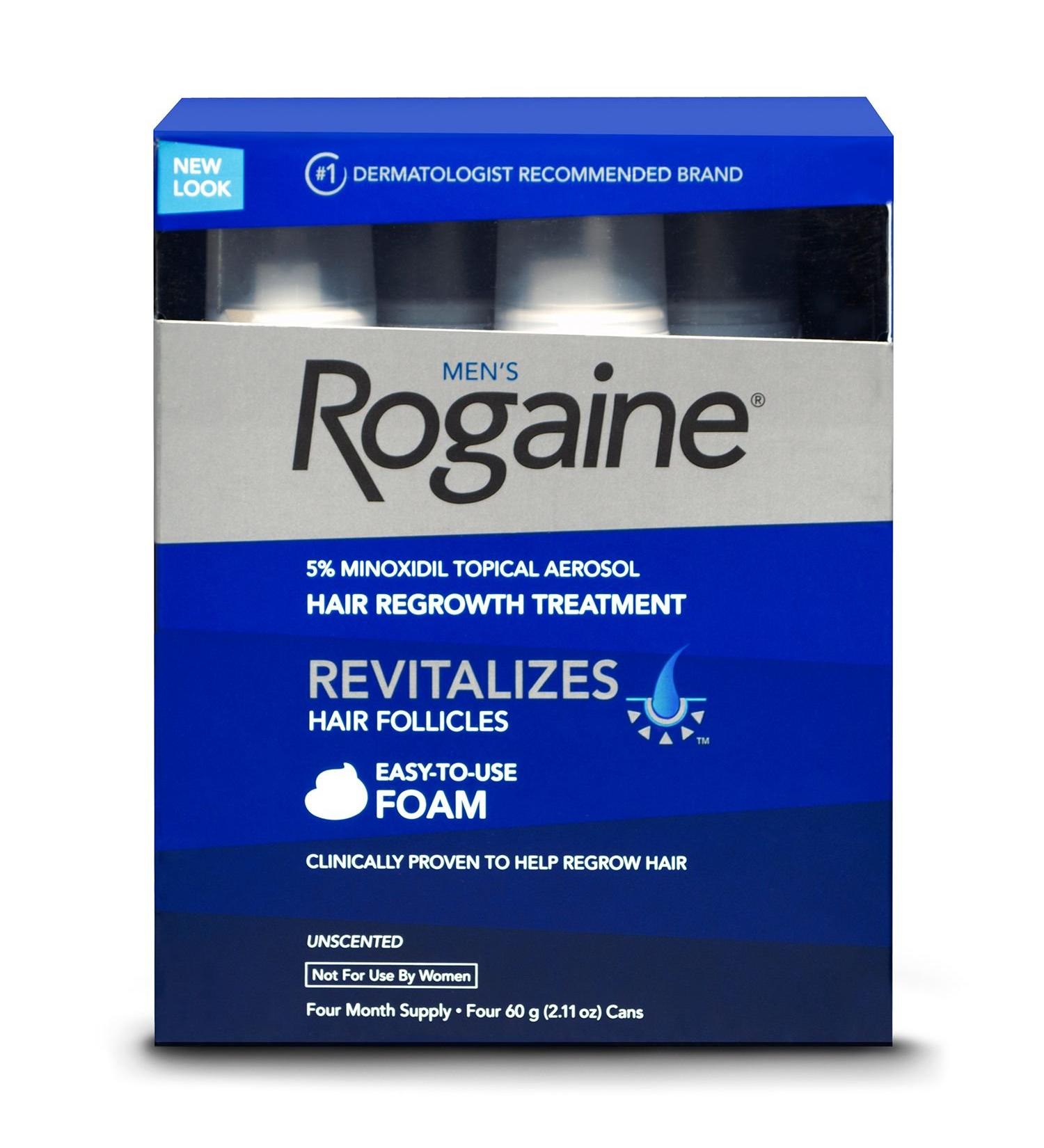 Rogaine Men Foam Unscented 2.11 Ounce 4-Pack - Hair Regrowth Treatment - Buy Online on GoSupps.com