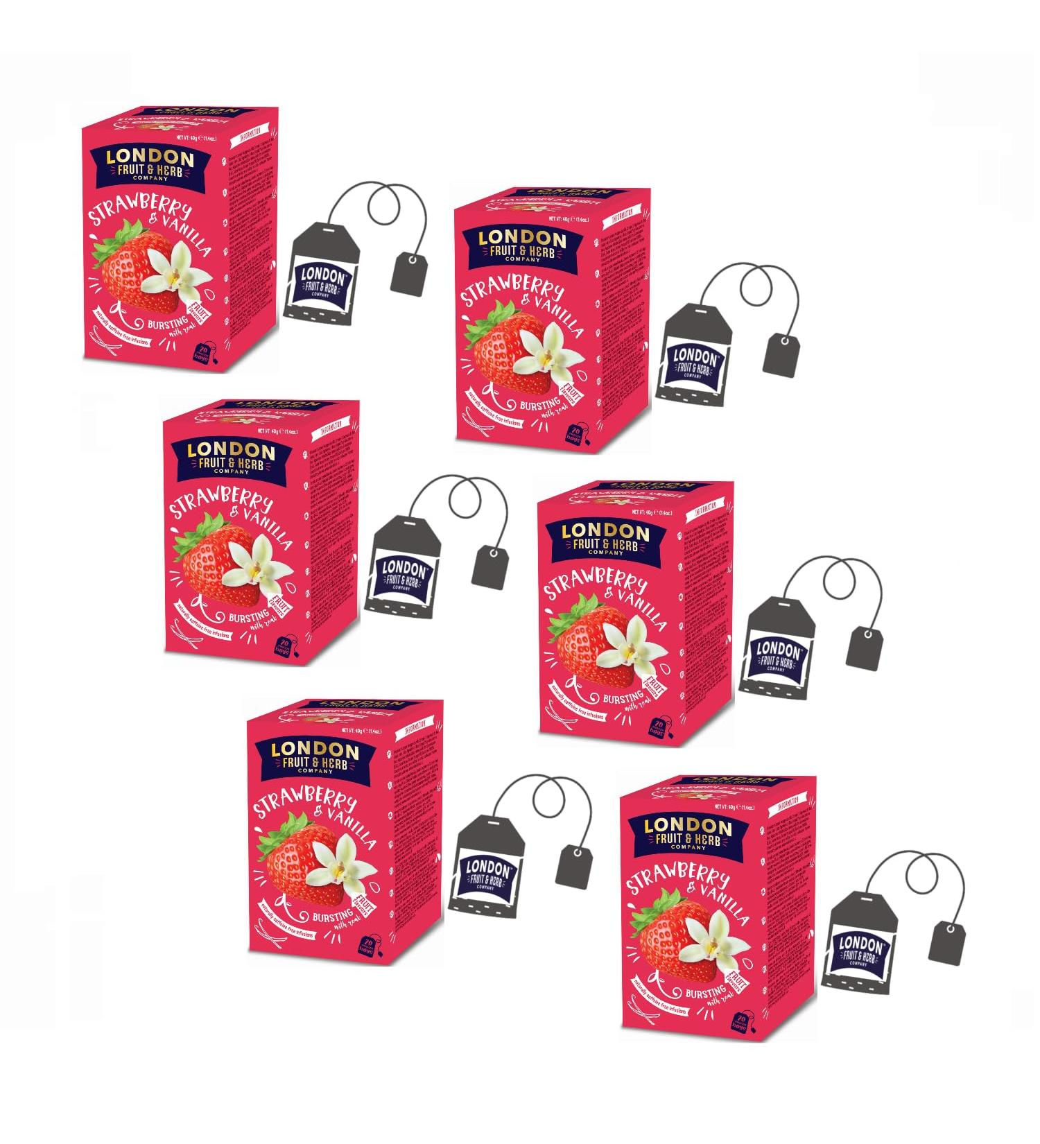  LONDON FRUIT & HERB COMPANY London Fruit | Strawberry and Vanilla Infusion | Hibiscus Strawberry Vanilla Infusion Single-Use Bags - 6 x 20 Filters (240g) | Caffeine-Free Herbal Tea - Buy Online on GoSupps.com