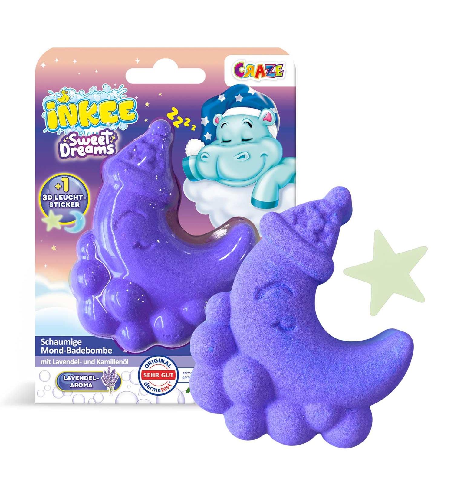 INKEE Foamy Moon Sweet Dream Bubble Bath Ball 60 Grams for Kids with Surprise Lavender & Chamomile Oil (Purple & Blue) - Buy Online on GoSupps.com