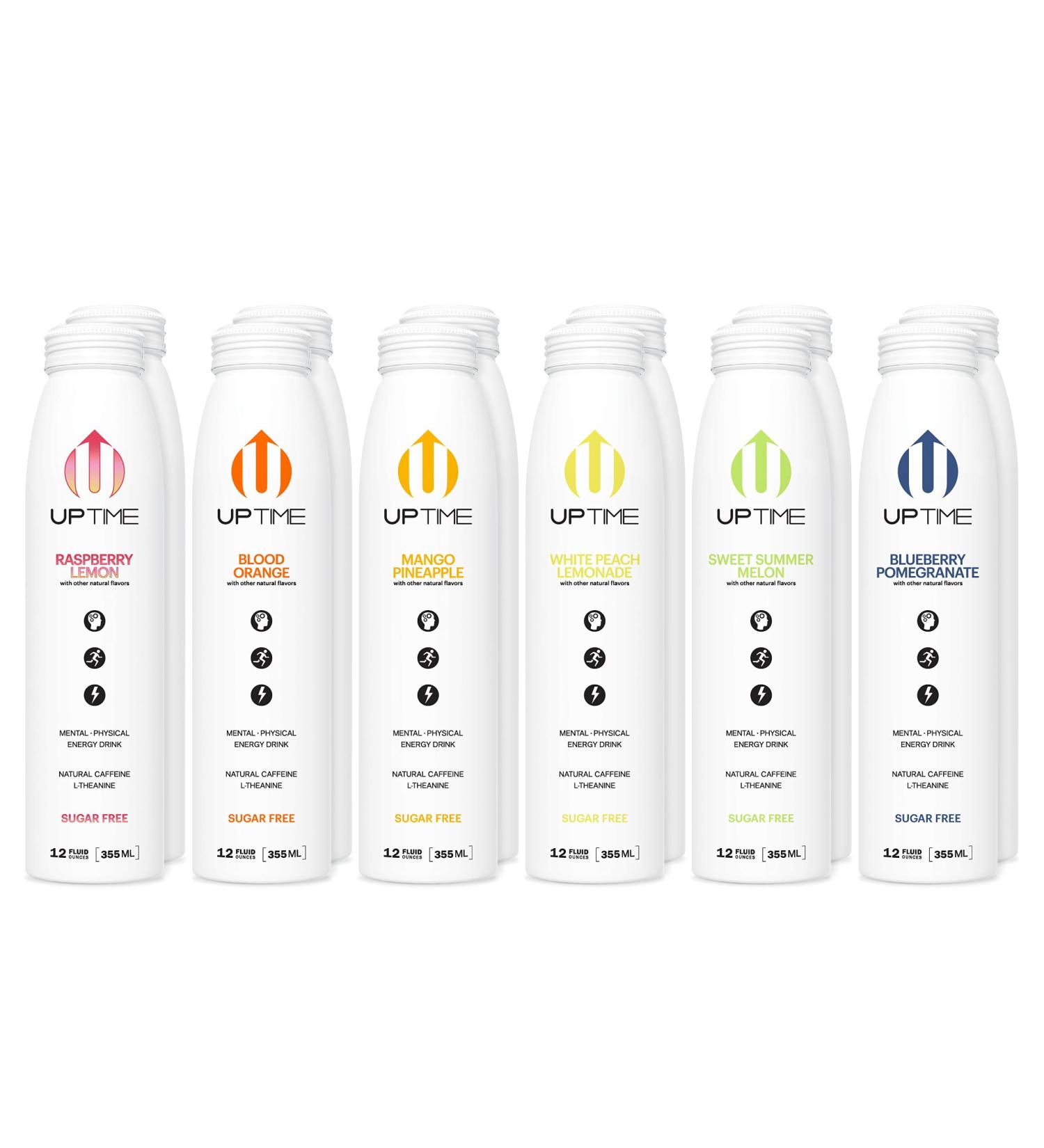 UPTIME - Variety 12 Pack - Zero Sugar Premium Energy Drink, 12oz Bottles, Natural Caffeine, Natural Flavors